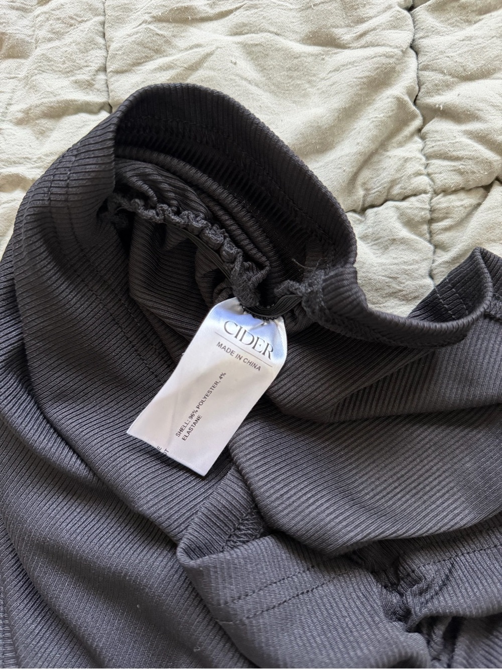 CIDER Black Ribbed High-Neck Tank - Picture 5 of 5